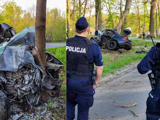 18-latek rozbił BMW, wbijając się między dwa drzewa. Niedawno odebrał prawo jazdy