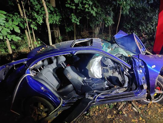 18-latek wjechał seatem w drzewo. Zginął 16-letni pasażer, kierowca w stanie ciężkim trafił do szpitala