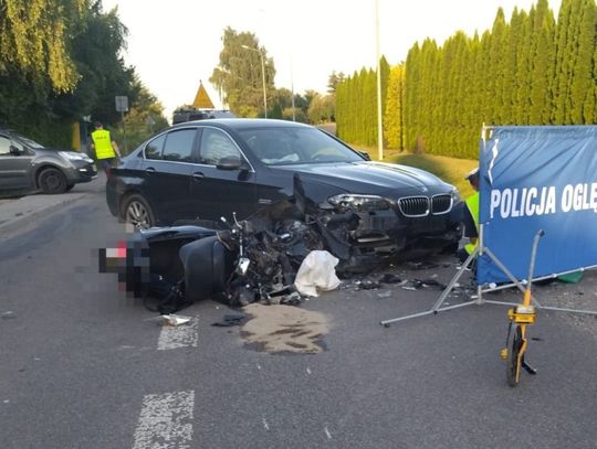 18-letni kierowca BMW zajechał drogę motocykliście. Kierowca jednośladu zginął na miejscu