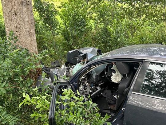 19-letni kierowca mazdy wjechał w drzewo. Trójka nastolatków trafiła do szpitali