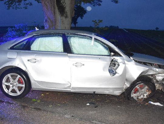 21-letnia dziewczyna ruszyła w trasę z prawie trzema promilami. Audi rozbiło się na drzewie
