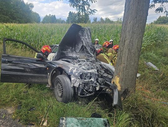 26-latek w Audi nie zatrzymał się do kontroli i zaczął uciekać. Rozpędzone auto uderzyło w drzewo