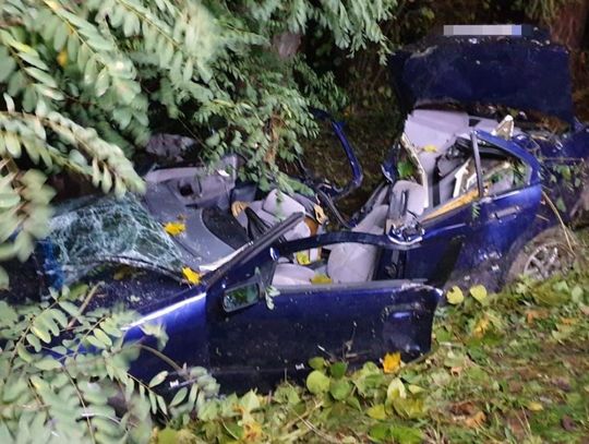 45-latek za kierownicą BMW, obok 15-letni pasażer. Obaj nie żyją po uderzeniu w drzewo