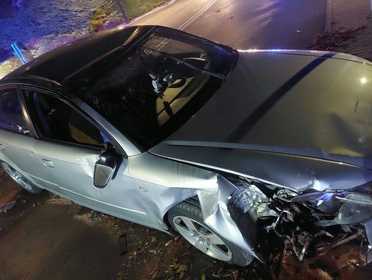 Audi uderzyło w drzewo i dachowało. Za kierownicą 21-latka z dwoma promilami we krwi