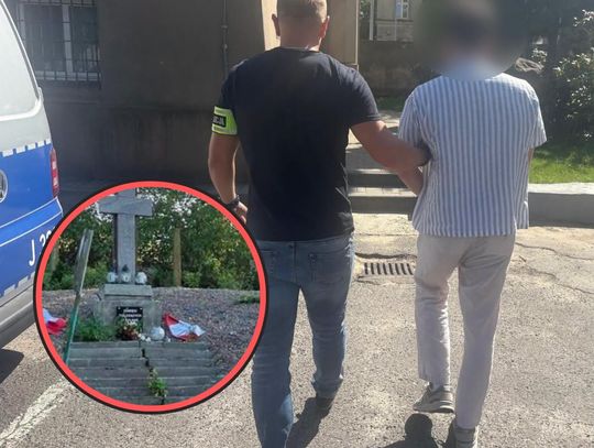Bezcześcił pomnik powstańców. Zrywał polskie flagi i naklejał niemieckie napisy