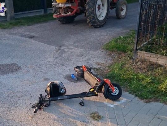 Chłopiec na hulajnodze elektrycznej wjechał w ciągnik. Poszkodowany 12-latek trafił do szpitala
