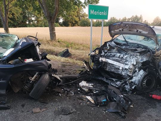 Czołowe zderzenie BMW i vana. Kierowca osobówki zginął na miejscu, ranna została kobieta z dzieckiem