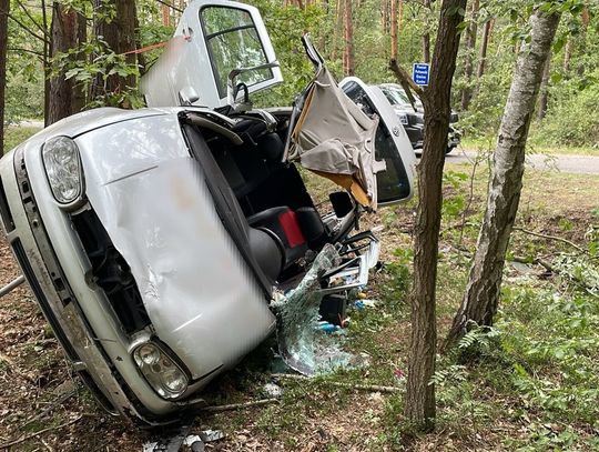 Dwie nastolatki i 43-letni kierowca w szpitalu po uderzeniu Golfem w drzewo. Jedna z dziewczyn walczy o życie