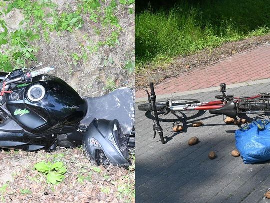 Fatalne skutki zderzenia motocyklisty z rowerzystą. Pierwszy wyprzedzał, drugi chciał skręcić