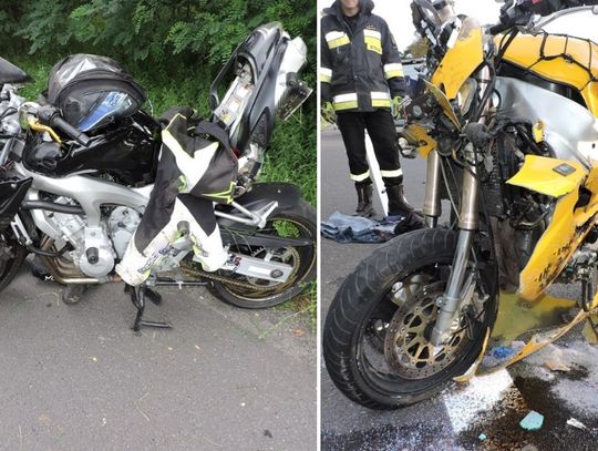 Fatalny wypadek motocyklistów. Ciągnik z przyczepą zajechał im drogę. ZDJĘCIA