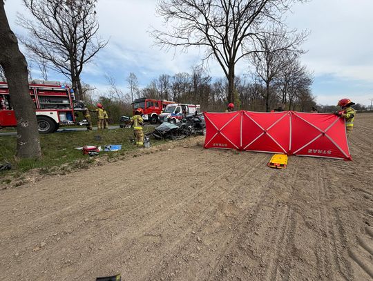 Groźny wypadek na drodze powiatowej. Ratownicy wycinali kierowców z wraków