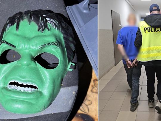 Jechał nocą autem bez tablic, na twarzy miał maskę Hulka. Po kontroli trafił na policyjny dołek