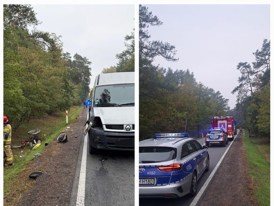 Kierowca dostawczaka wjechał w rowerzystkę na drodze krajowej. Kobieta nie przeżyła wypadku