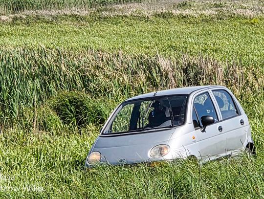 Kierowca matiza uciekał policji. Wjechał w zarośla i próbował ukryć się w trzcinie