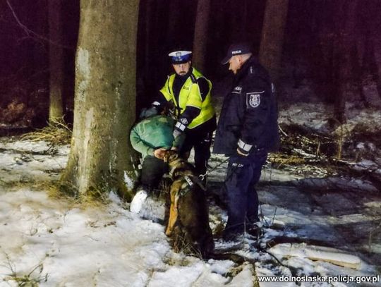 Kierowca passata omal nie potrącił policjanta. Porzucił auto w lesie, wytropił go pies