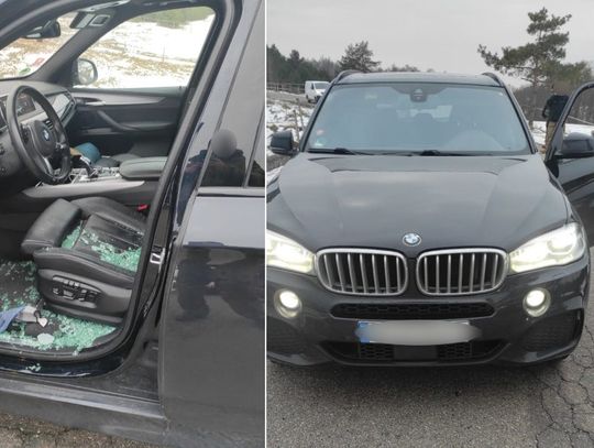 Kierowca zabarykadował się w kradzionym BMW. Strażnicy musieli użyć siły