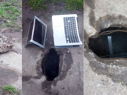 Małolaci kradli elektronikę. Zabezpieczonego hasłem laptopa wcisnęli w dziurę w ziemi
