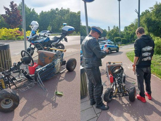Pędził przez miasto turbo wózkiem sklepowym. 19-latek sam go skonstruował