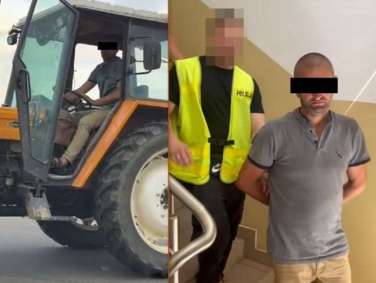 Po pijaku ukradł ciągnik, przejechał nim kilkanaście kilometrów i trąbił pod komendą policji