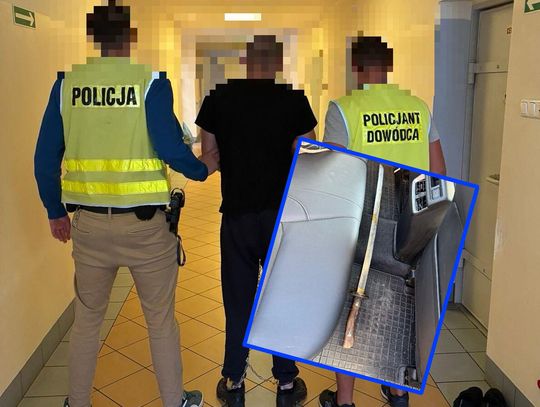 Podpalił samochód, apotem zaatakował policjantów mieczem samurajskim