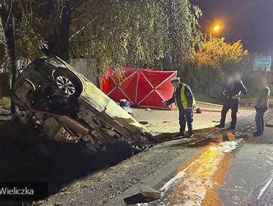 Przerażający wypadek. Samochód uderzył w przepust i stanął w ogniu. W płomieniach zginęło trzech mężczyzn