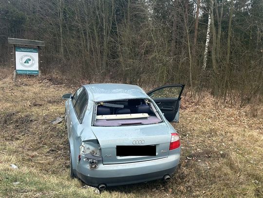 Rozbite audi w rowie, obok auta pijany mężczyzna. 28-latka zatrzymał policjant na wolnym
