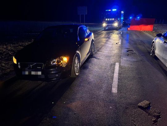 Śmiertelne potrącenie pieszego na drodze wojewódzkiej. Szedł nocą bez żadnych odblasków