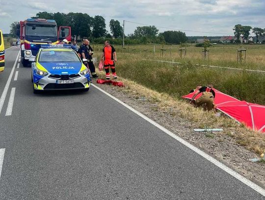 Śmiertelny wypadek motocyklisty. 56-latek stracił panowanie nad yamahą i wjechał do rowu