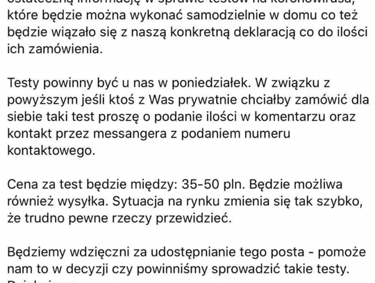 "Sprzedam domowe testy na koronawirusa". Chciała zarobić na ludzkim strachu i naiwności