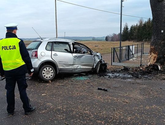 Tragiczny poranek na drodze wojewódzkiej. 18-letni kierowca zginął po uderzeniu w drzewo [FOTO]