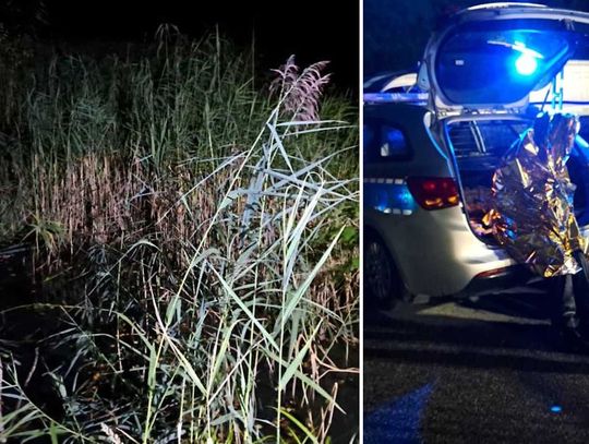 Uciekając przed trzema osobami wpadł w bagno. Policjanci uratowali przerażonego mężczyznę