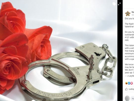 USA: Z okazji Walentynek szeryf zachęca do zakablowania byłego lub byłej