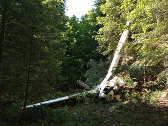 Wypadek awionetki w Bieszczadach. Podczas próby lądowania Cessna uderzyła w drzewo