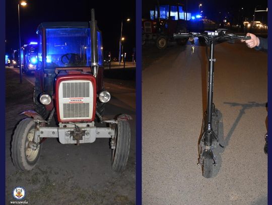 Wypadek nastolatków na hulajnodze elektrycznej. Zderzyli się z ciągnikiem, wezwano śmigłowiec LPR
