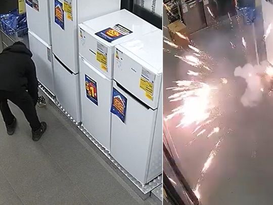 Złodzieje odpalili petardy w sklepie, żeby odwrócić uwagę ochrony. WIDEO
