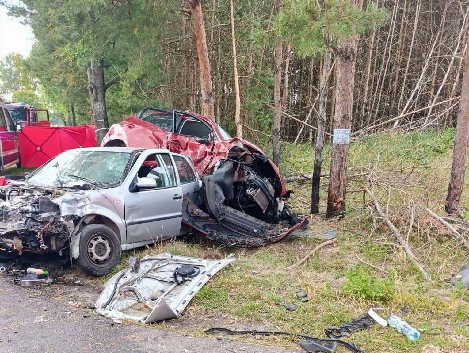 Kierowca Seata zginął w Feliksowie po zderzeniu z Volkswagenem