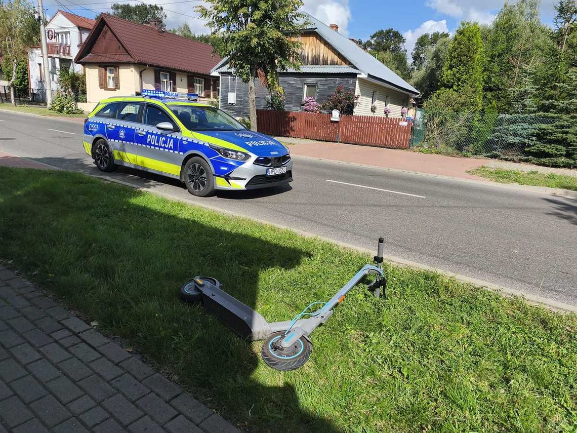 15-latek przewrócił się na hulajnodze elektrycznej i uderzył głową o asfalt. Jechał bez kasku