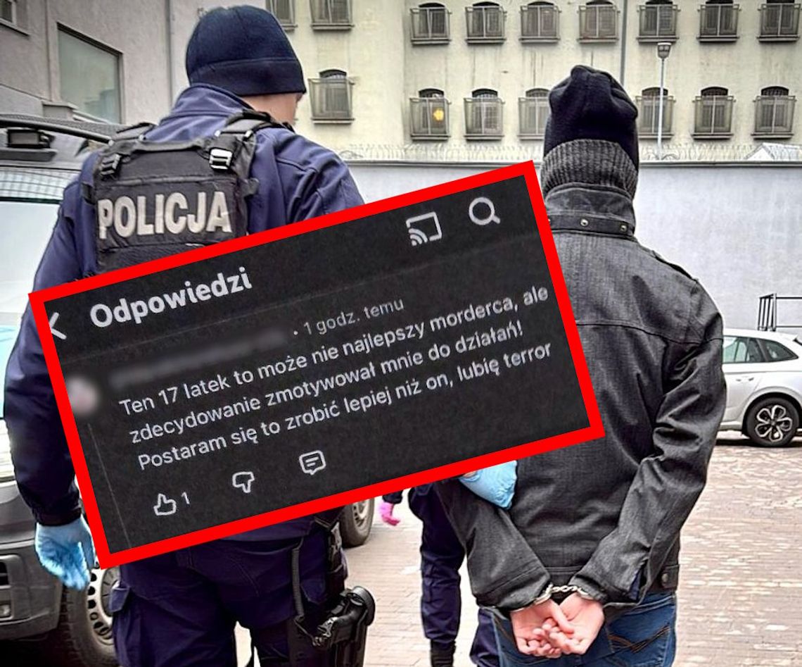 18-latek odpowie za nawoływanie do zbrodni. Wychwalał podwójnego mordercę i publikował groźby