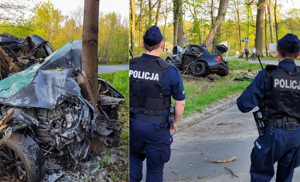 18-latek rozbił BMW, wbijając się między dwa drzewa. Niedawno odebrał prawo jazdy