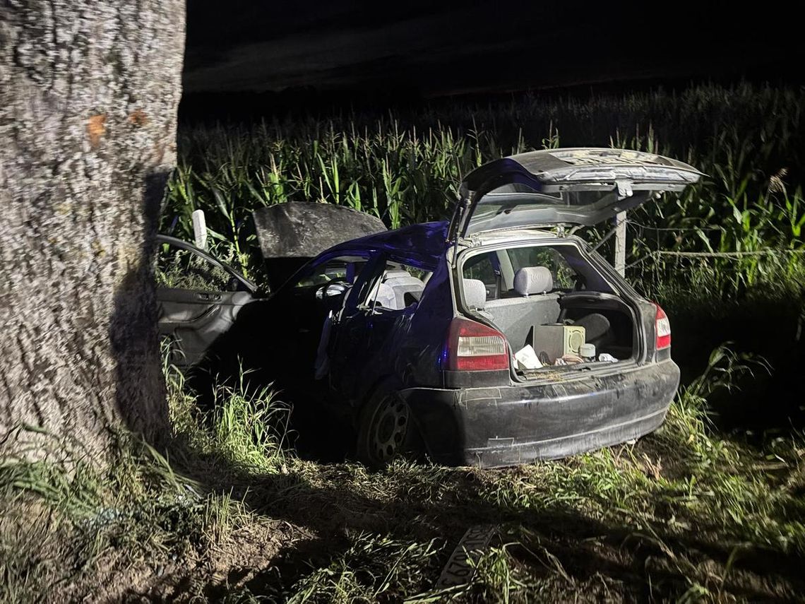 18-latek wjechał audi w drzewo. Trzy osoby ranne, chłopak nie miał prawka, a auto kupił tydzień temu