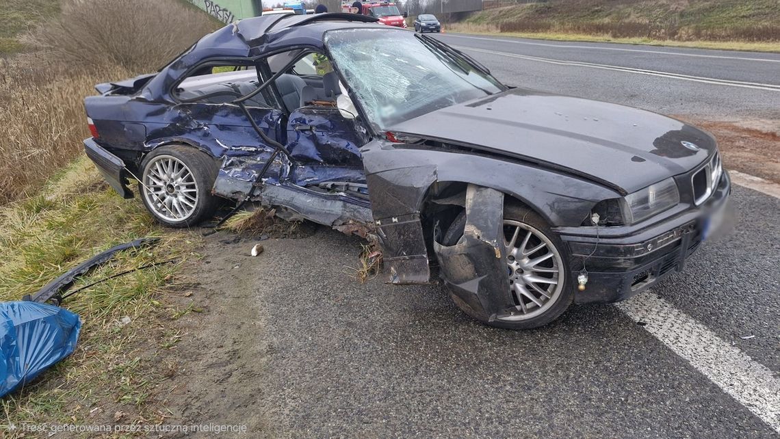 18-letni kierowca BMW ciężko ranny po zderzeniu trzech osobówek. Lądował śmigłowiec LPR