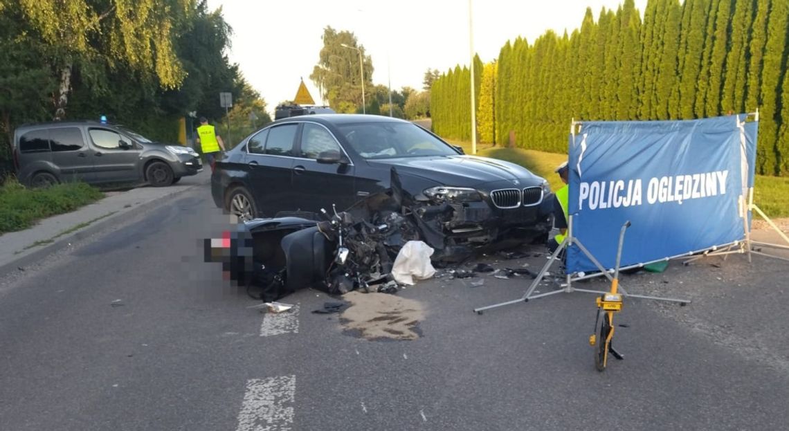 18-letni kierowca BMW zajechał drogę motocykliście. Kierowca jednośladu zginął na miejscu