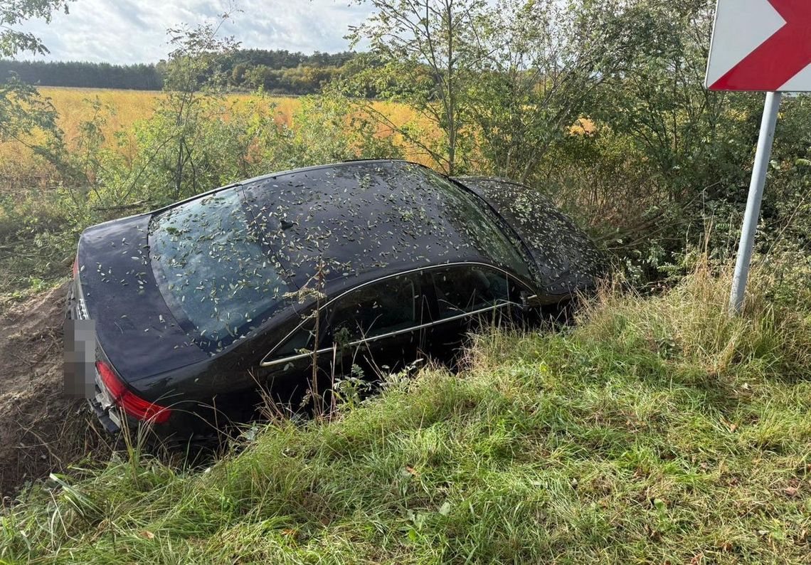 19-latka przeszarżowała na łuku. Jej audi zjechało z drogi i wpadło do rowu