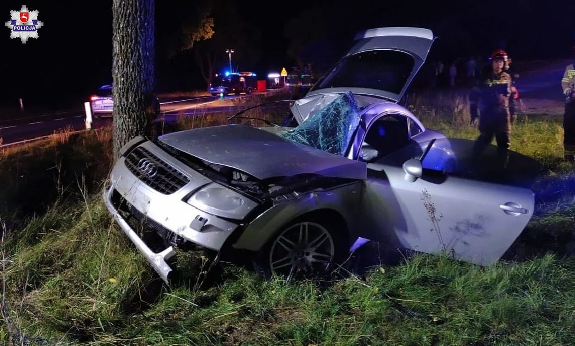 21-letni kierowca audi potrącił rowerzystę, a po chwili wjechał w drzewo. 70-letni rowerzysta zginął na miejscu