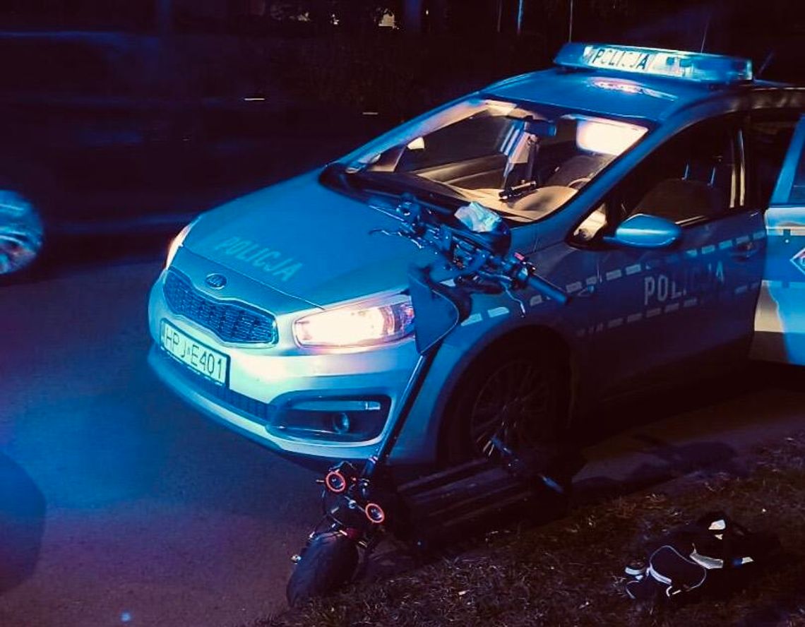 32-latek po amfetaminie uciekał policji na hulajnodze. Podczas pościgu zderzył się z radiowozem