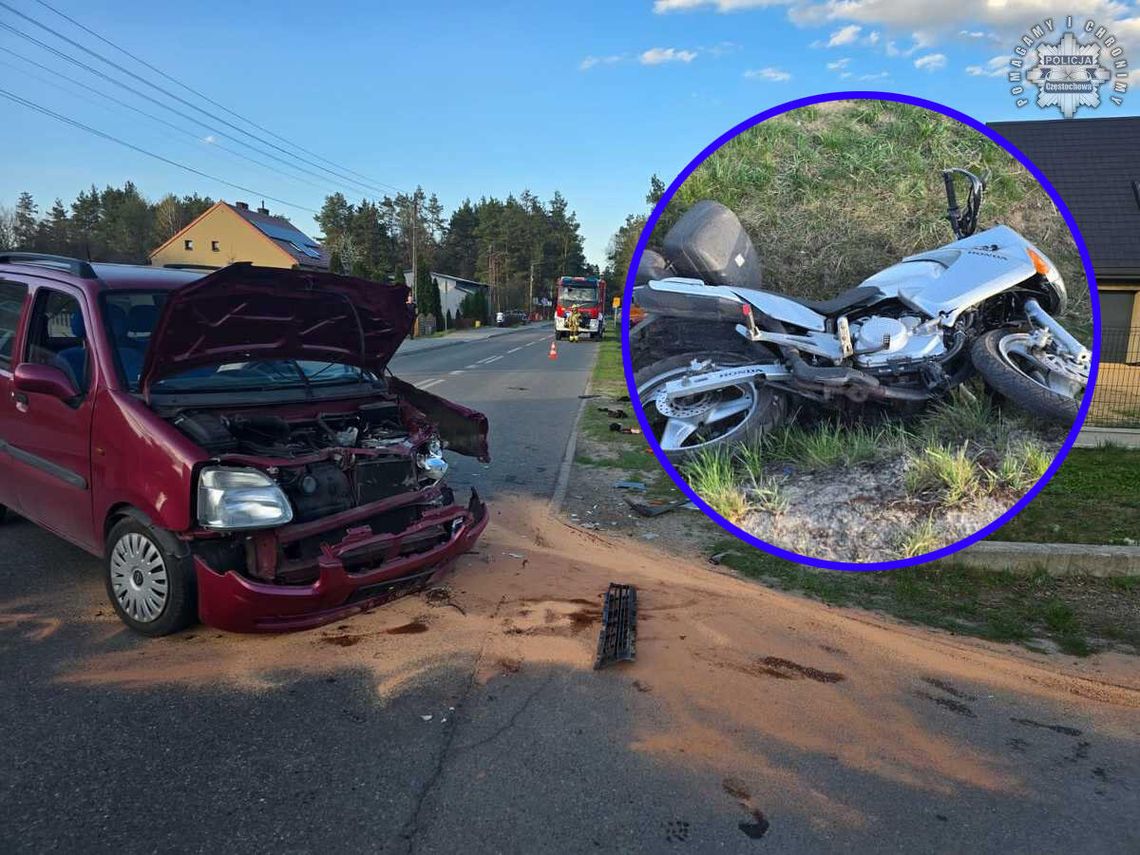 79-latek nie zauważył motocyklisty i zajechał mu drogę. Konieczne było wezwanie śmigłowca