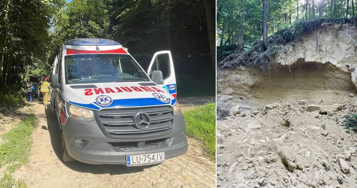 Akcja ratunkowa w lesie. Ziemia osunęła się na dzieci, jedno z nich zostało całkowicie zasypane
