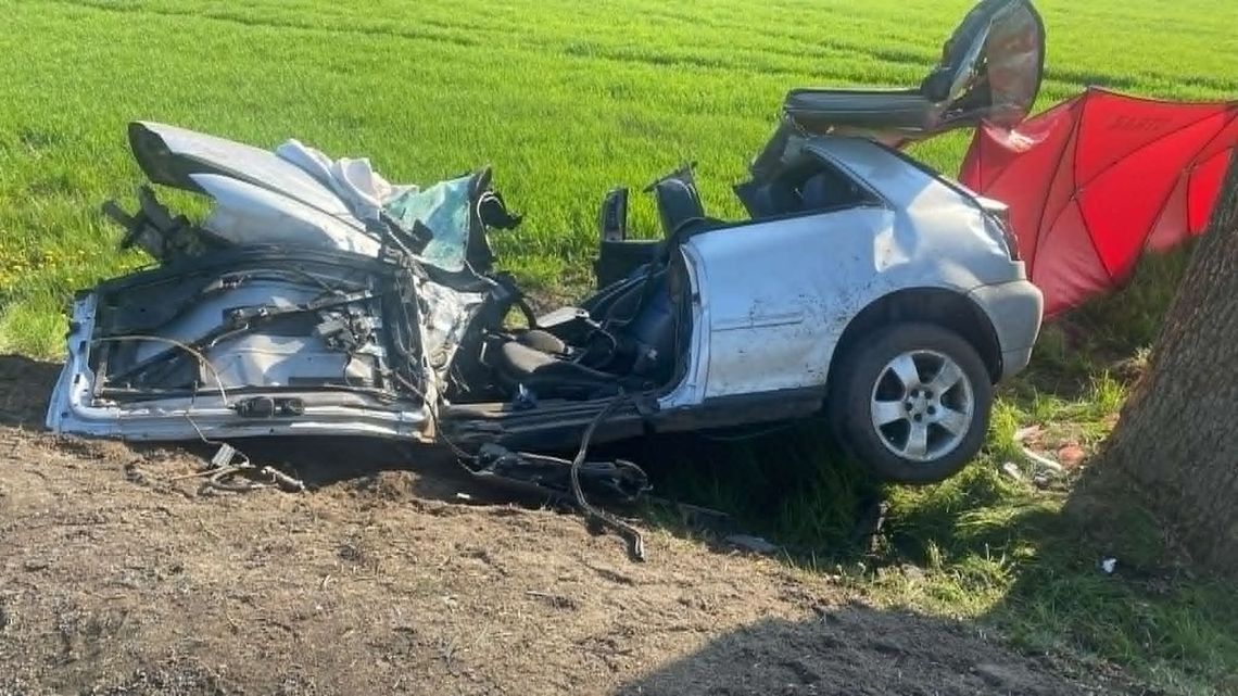 Audi A3 roztrzaskało się o drzewo, są dwie ofiary śmiertelne. Policja ustala tożsamość mężczyzn