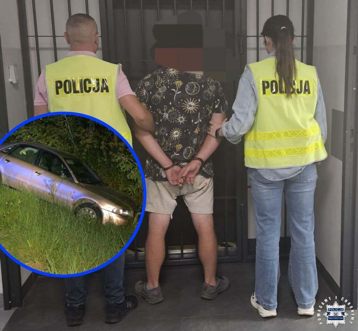 Audi w rowie i brak kierowcy. 29-latek z trzema promilami chował się w krzakach