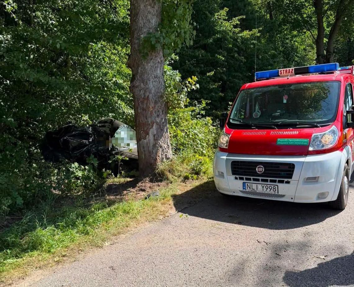 Audi wypadło z drogi i uderzyło w drzewo. 48-letni kierowca zginął na miejscu
